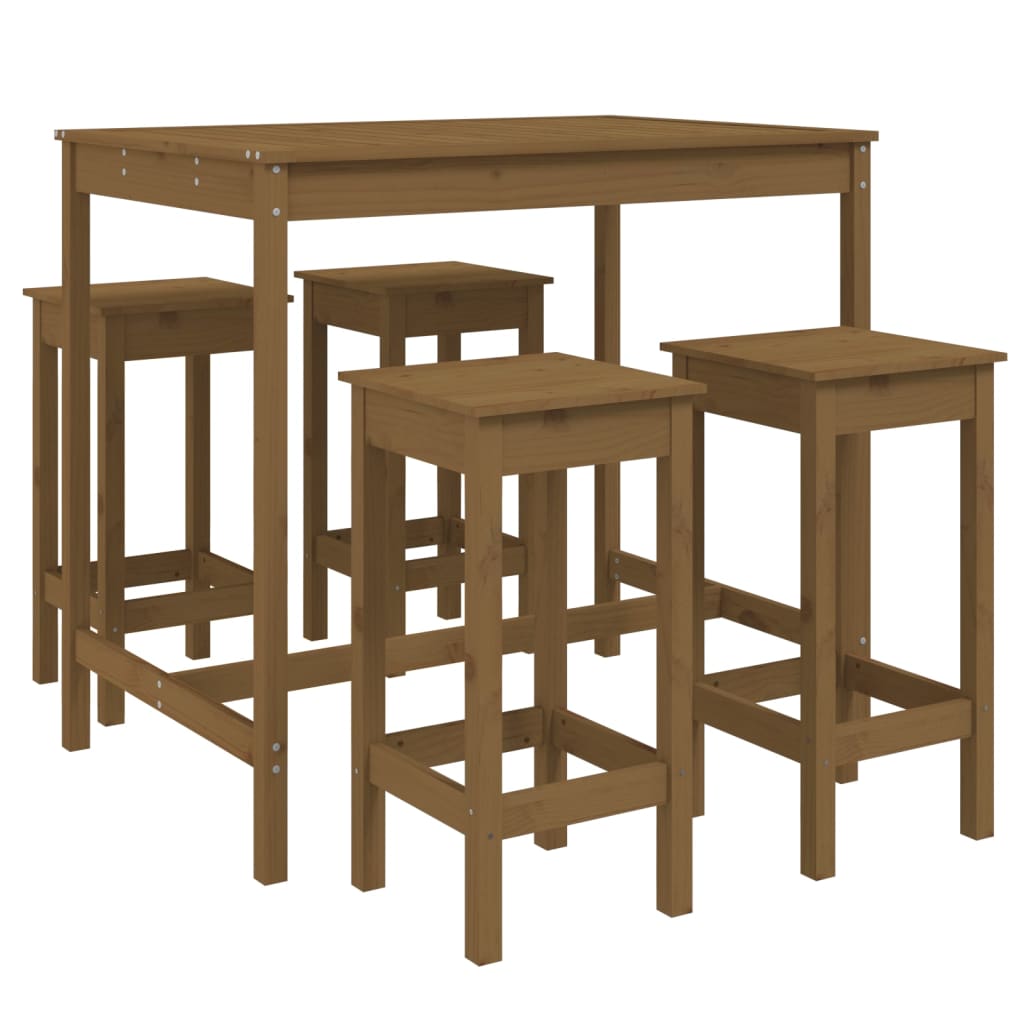 Set Bar da Giardino 5 pz Miele in Legno Massello di Pino - homemem39