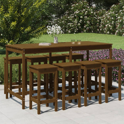 Set Bar da Giardino 9 pz Miele in Legno Massello di Pino - homemem39