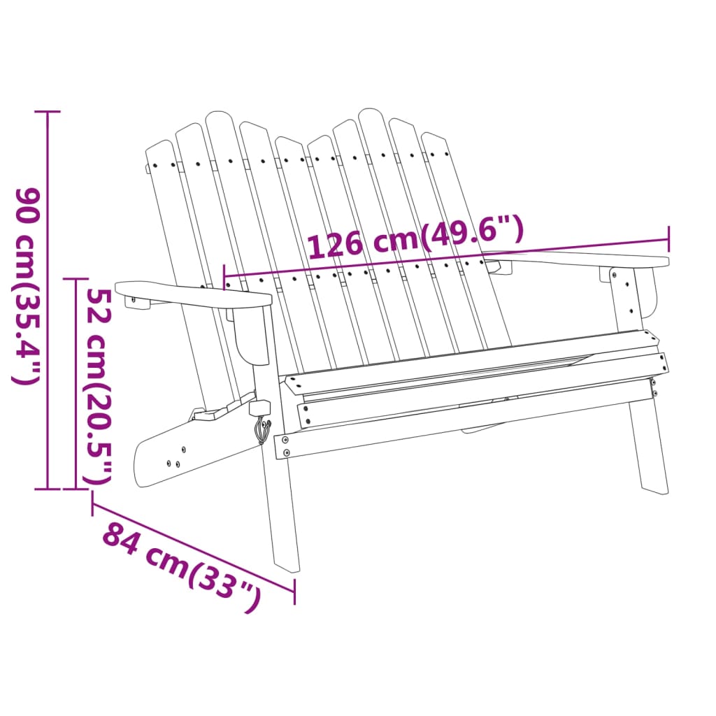 Panchina da Giardino Adirondack 126 cm Legno Massello di Acacia - homemem39