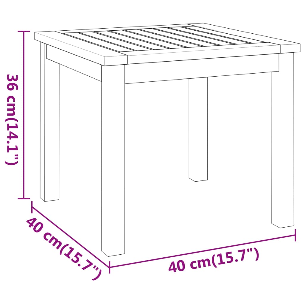 Tavolino da Salotto 40x40x36 cm in Legno Massello di Acacia - homemem39