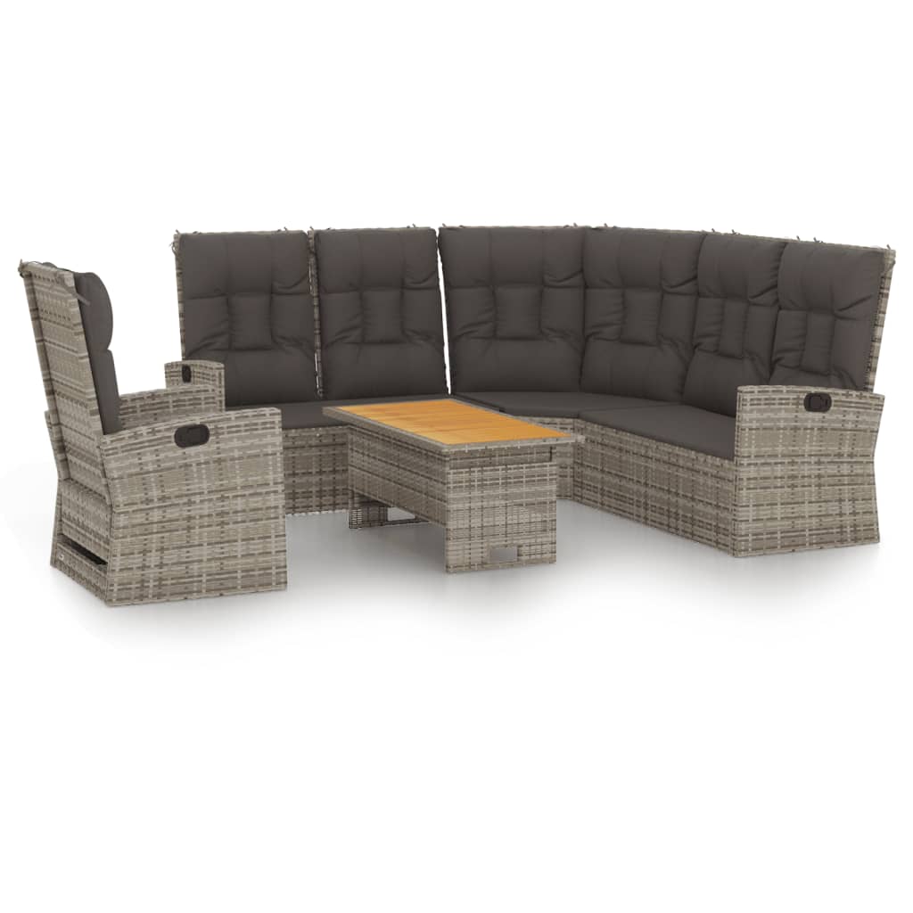 Set Divani da Giardino 3 pz con Cuscini in Polyrattan Grigio - homemem39