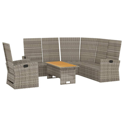 Set Divani da Giardino 3 pz con Cuscini in Polyrattan Grigio - homemem39