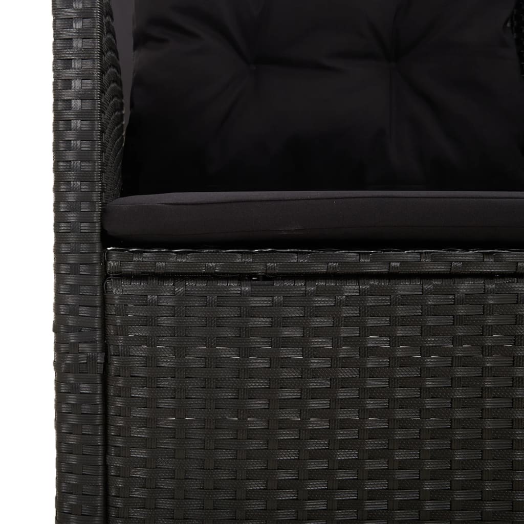 Panca da Giardino Reclinabile con Cuscini 173cm Polyrattan Nero - homemem39