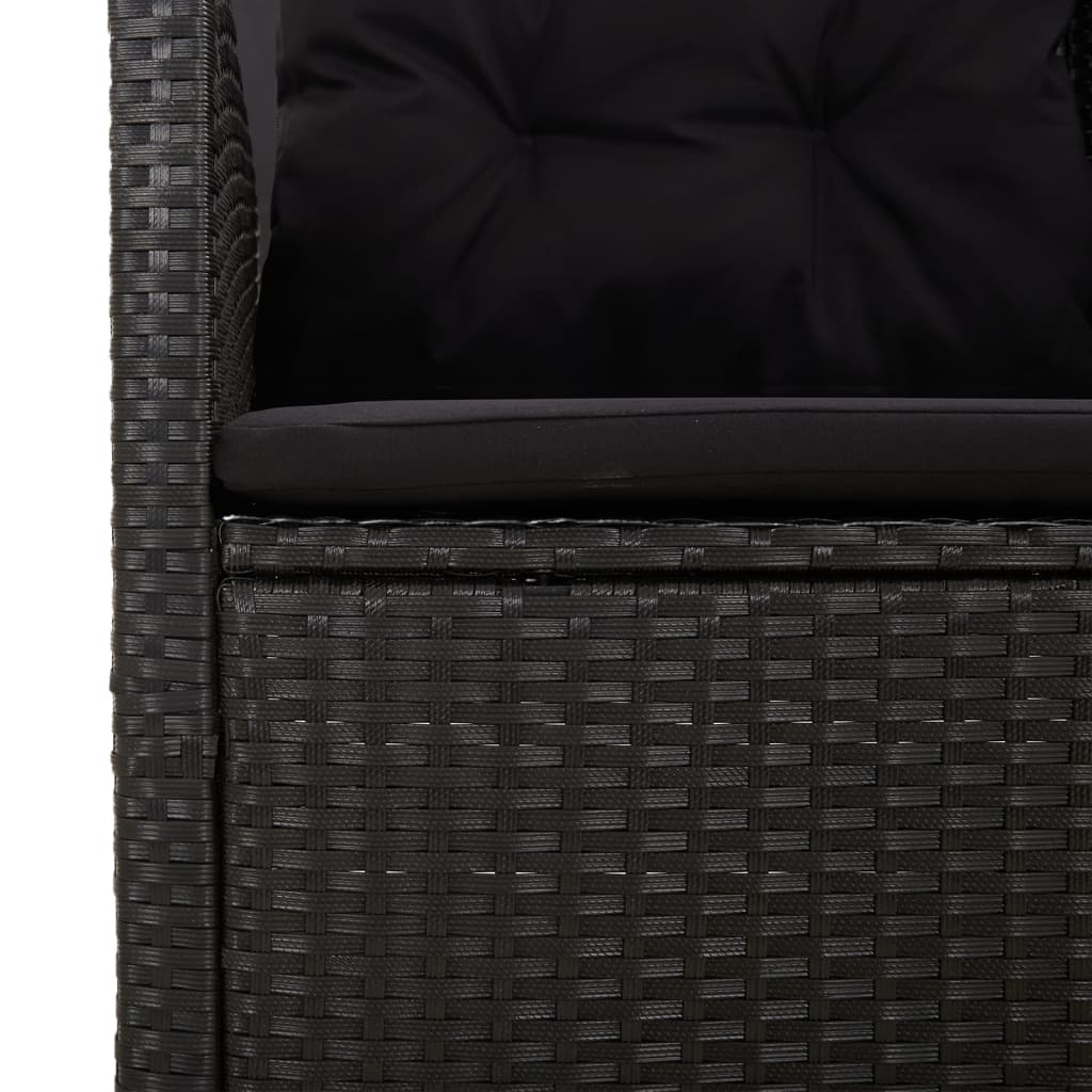 Panca da Giardino Reclinabile con Cuscini 118cm Polyrattan Nero - homemem39