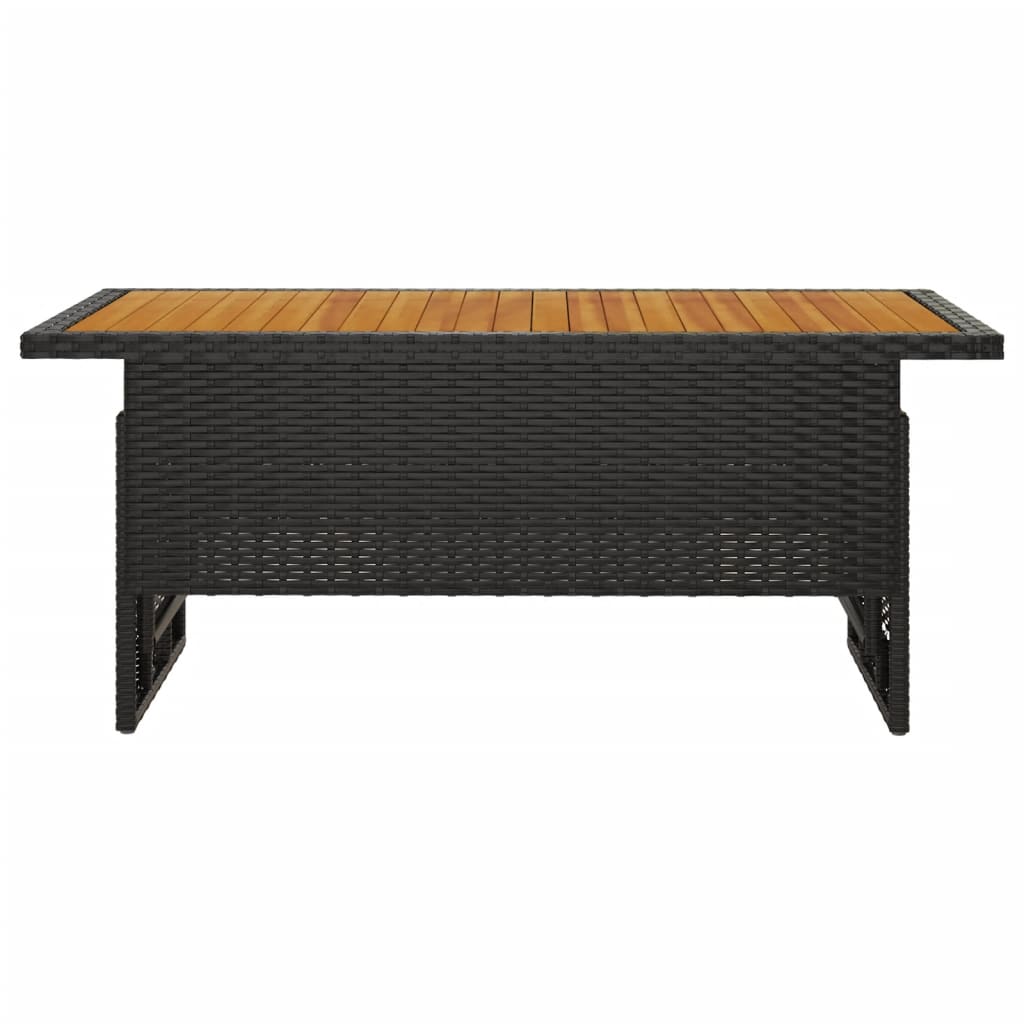 Tavolo Giardino Nero 100x50x43/63cm Massello Acacia Polyrattan - homemem39