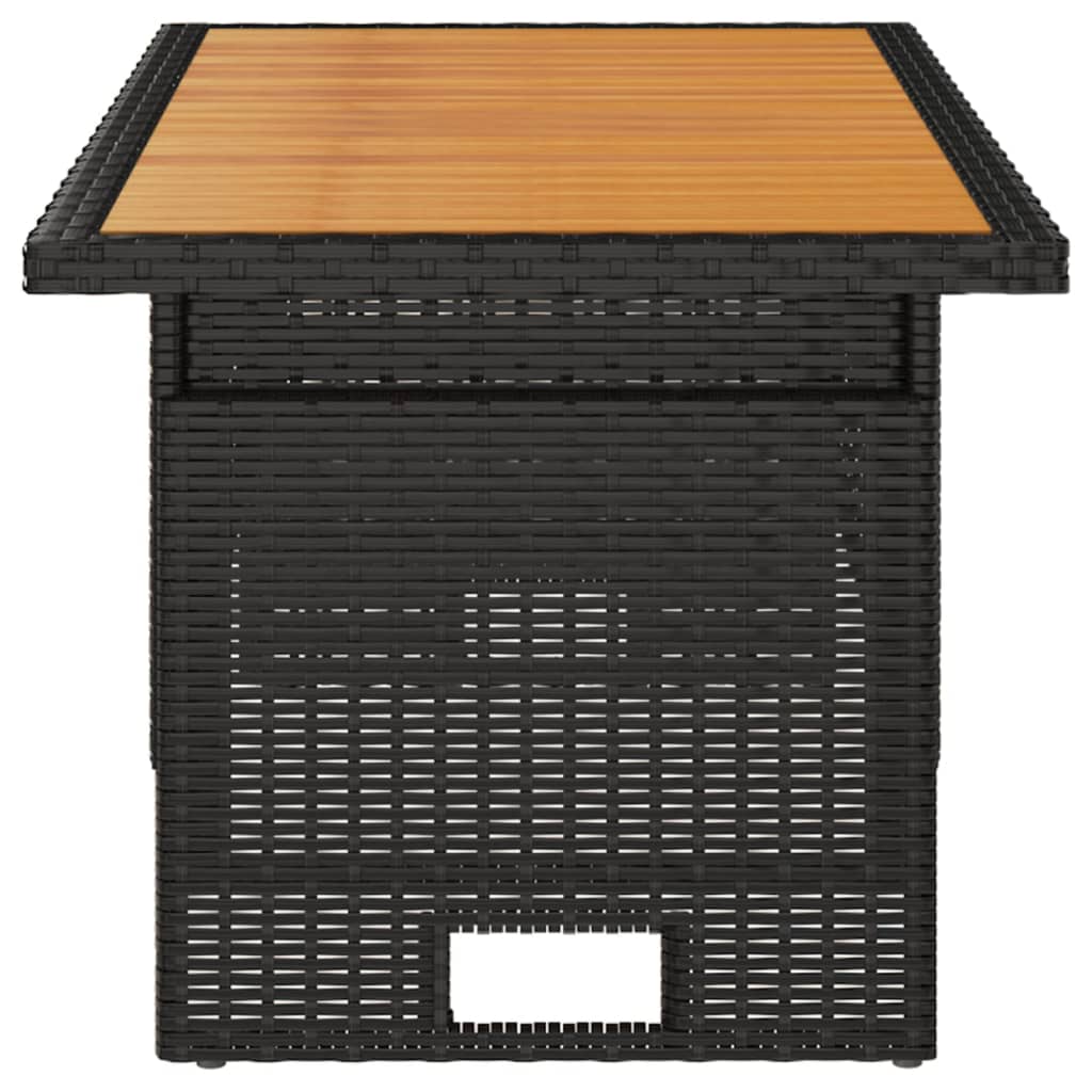 Tavolo Giardino Nero 100x50x43/63cm Massello Acacia Polyrattan - homemem39