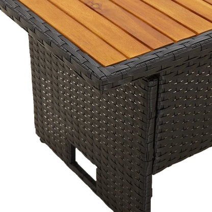 Tavolo Giardino Nero 100x50x43/63cm Massello Acacia Polyrattan - homemem39