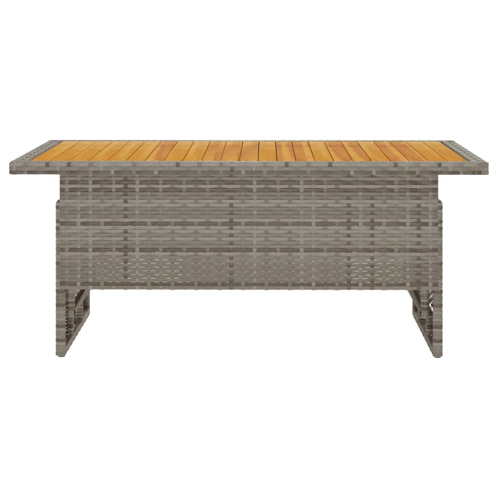 Tavolo Giardino Grigio 100x50x43/63 Massello Acacia Polyrattan - homemem39