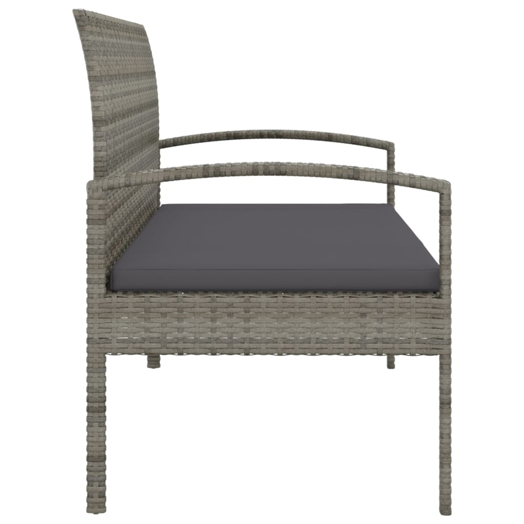 Panca da Giardino con Cuscino Grigia 105 cm in Polyrattan - homemem39