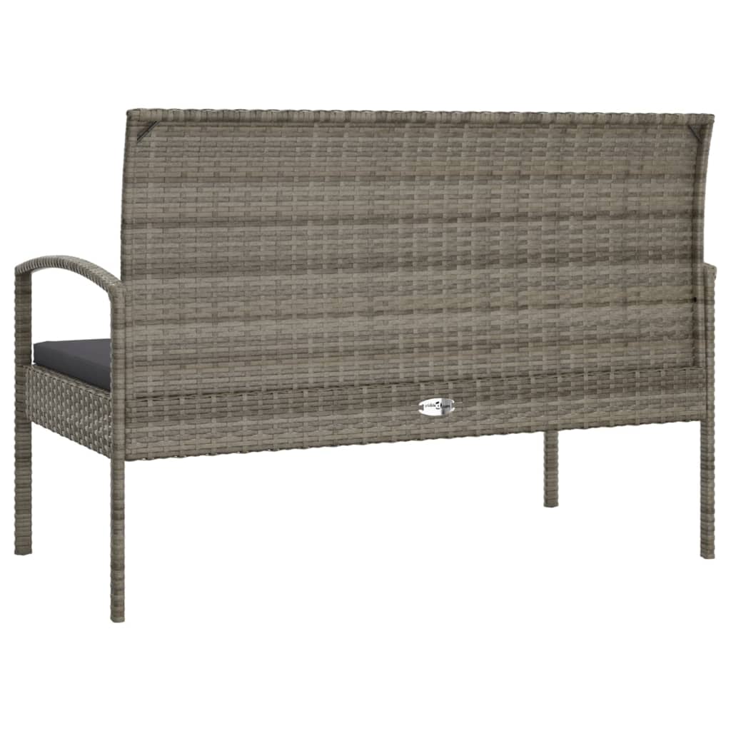 Panca da Giardino con Cuscino Grigia 105 cm in Polyrattan - homemem39