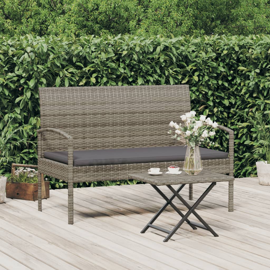 Panca da Giardino con Cuscino Grigia 105 cm in Polyrattan - homemem39