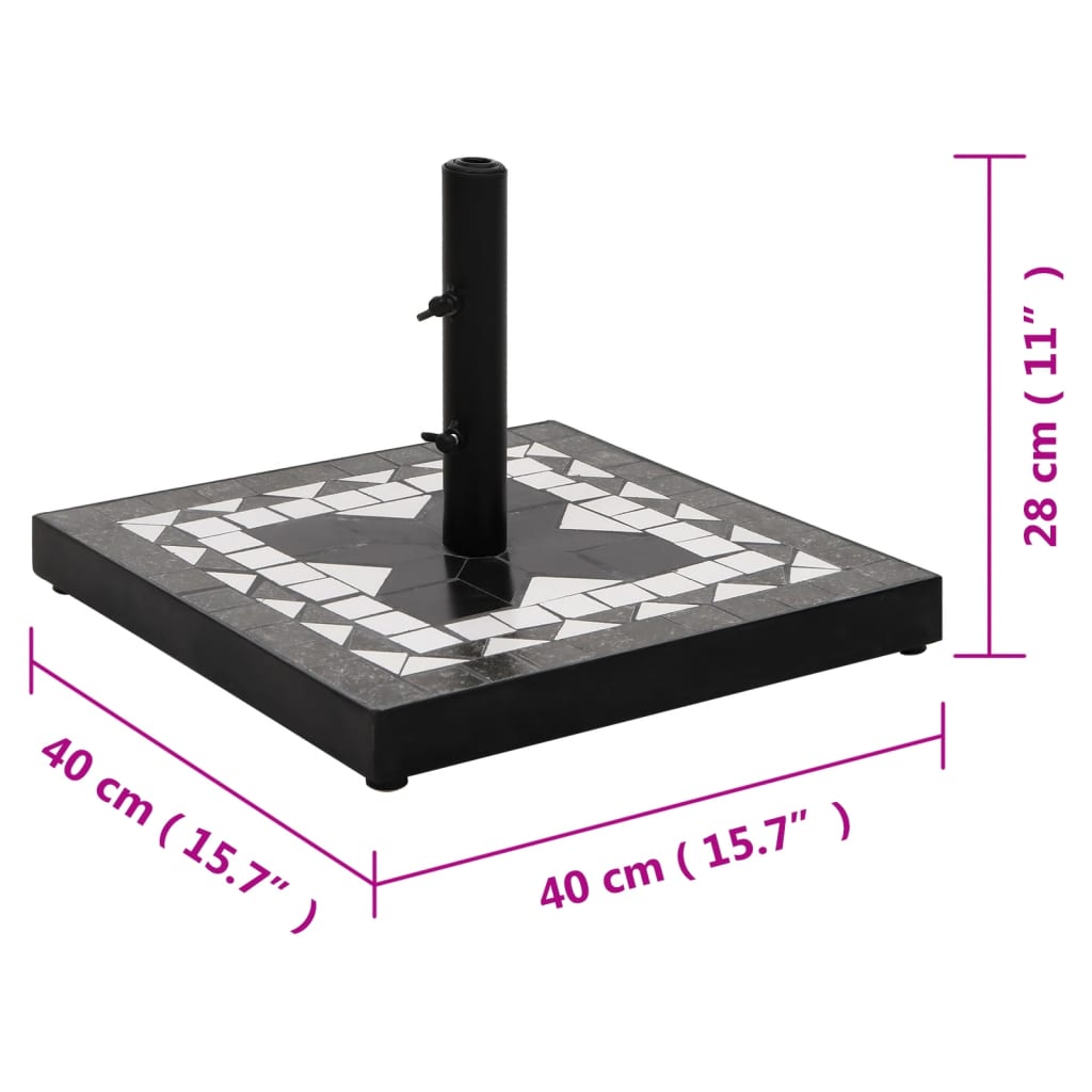 Base per Ombrellone Nero e Bianco Quadrata 12 kg - homemem39