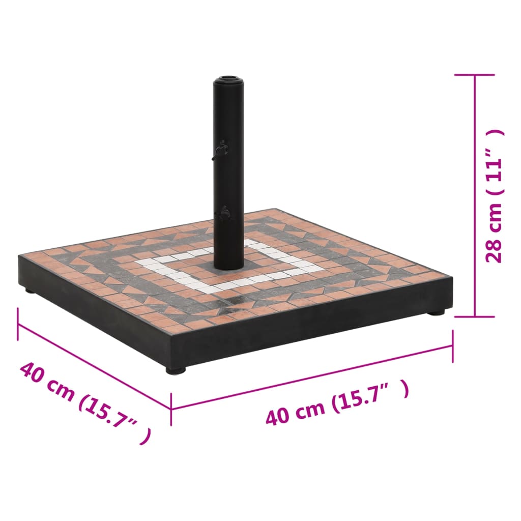 Base per Ombrellone Terracotta e Bianco Quadrata 12 kg - homemem39