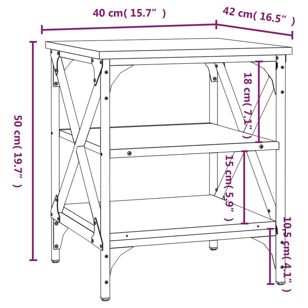 Tavolino da Salotto Rovere Fumo 40x42x50cm in Legno Multistrato - homemem39