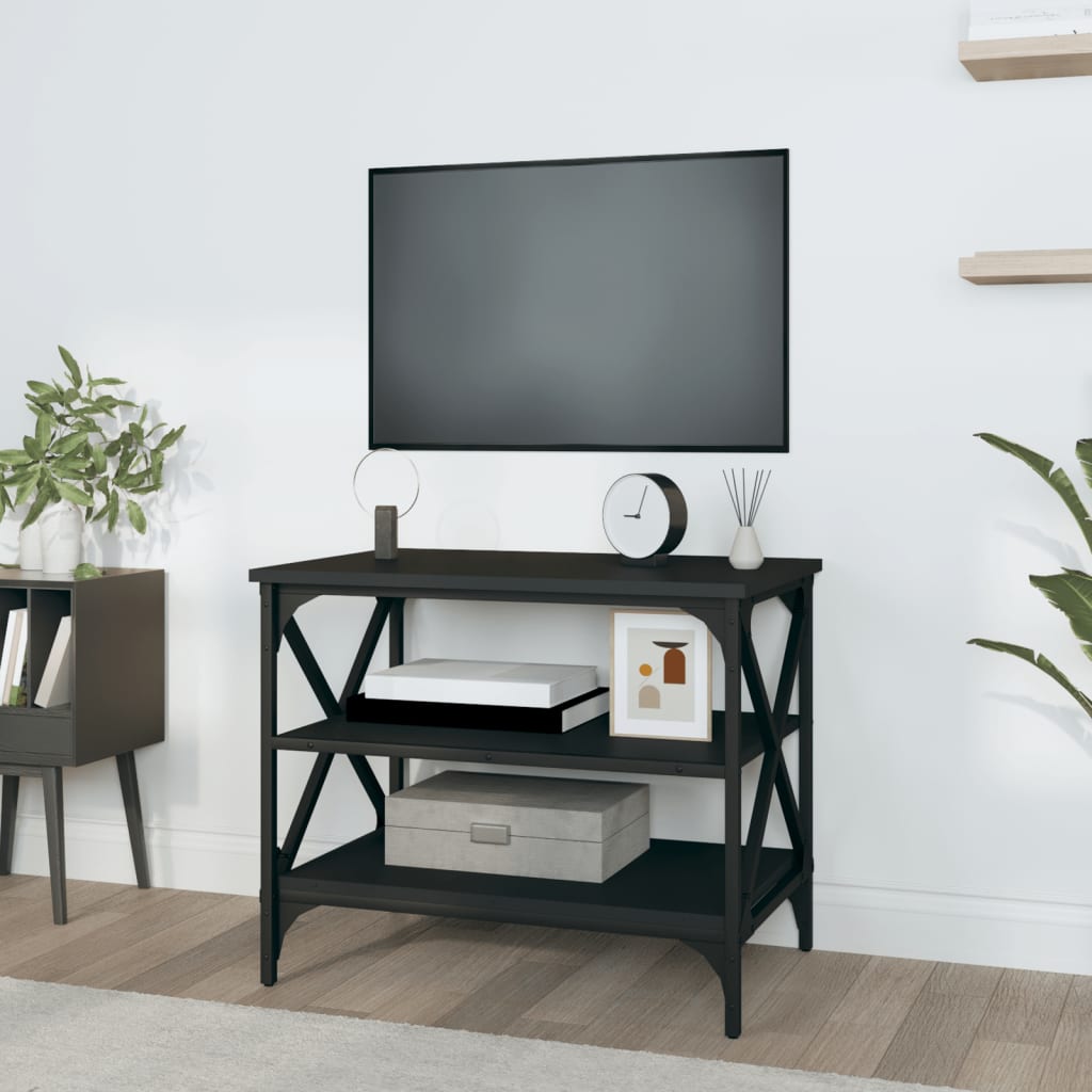 Mobile Porta TV Nero 60x40x50 cm in Legno Multistrato - homemem39