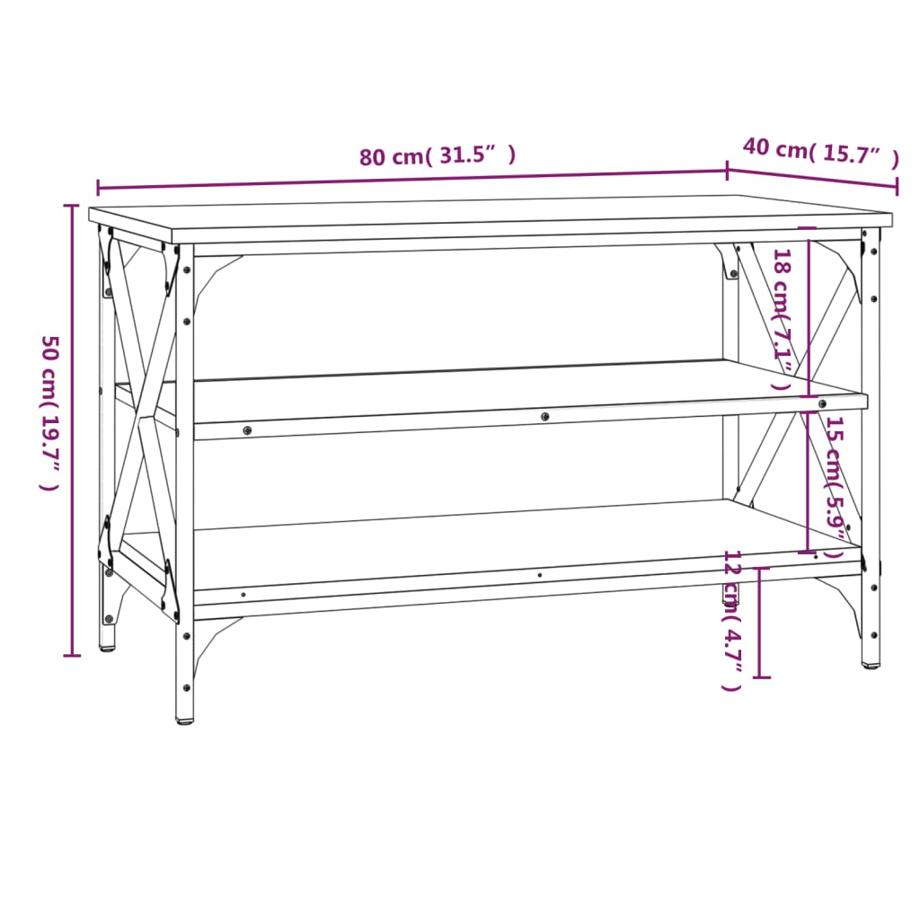 Mobile Porta TV Nero 80x40x50 cm in Legno Multistrato - homemem39