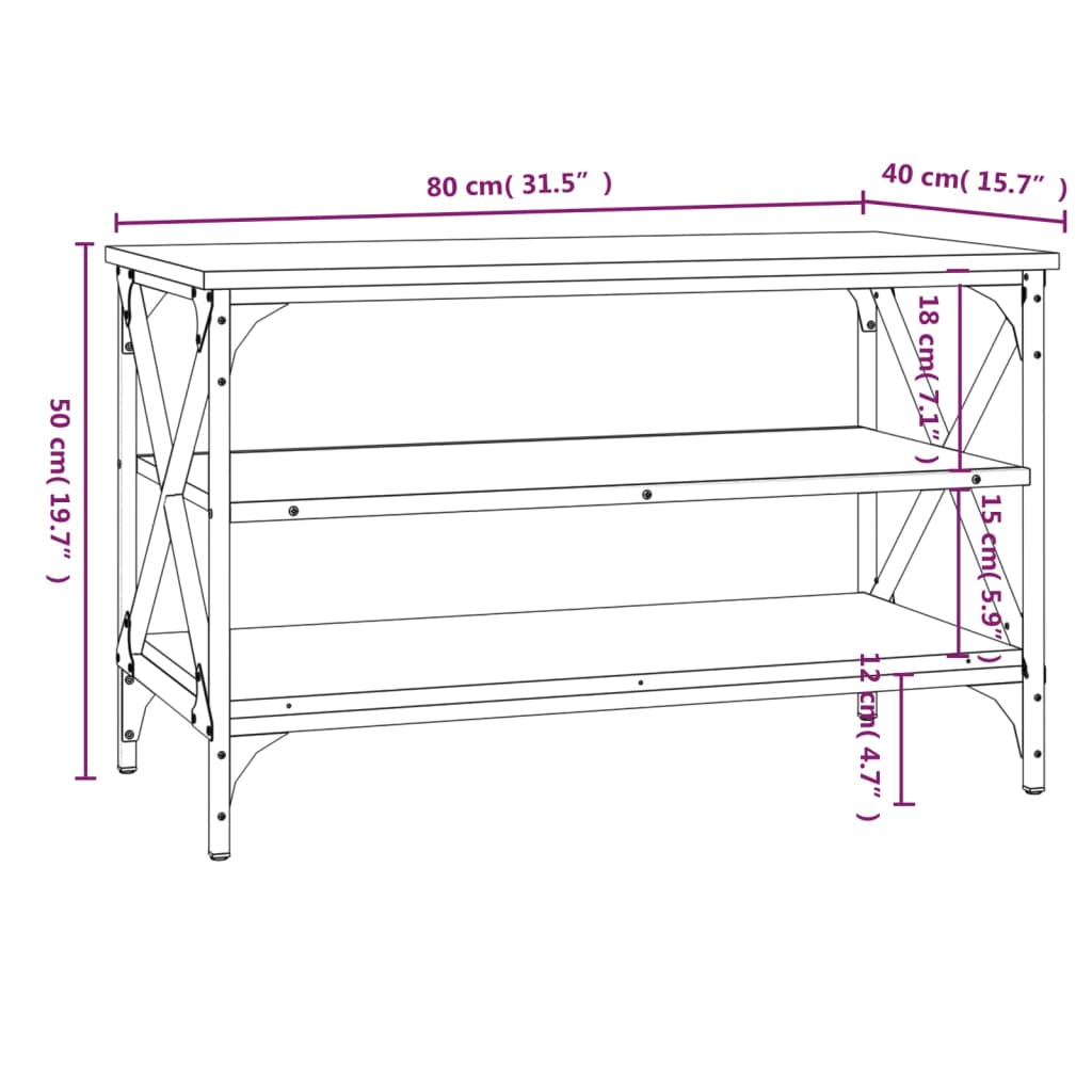 Mobile Porta TV Rovere Fumo 80x40x50 cm in Legno Multistrato - homemem39