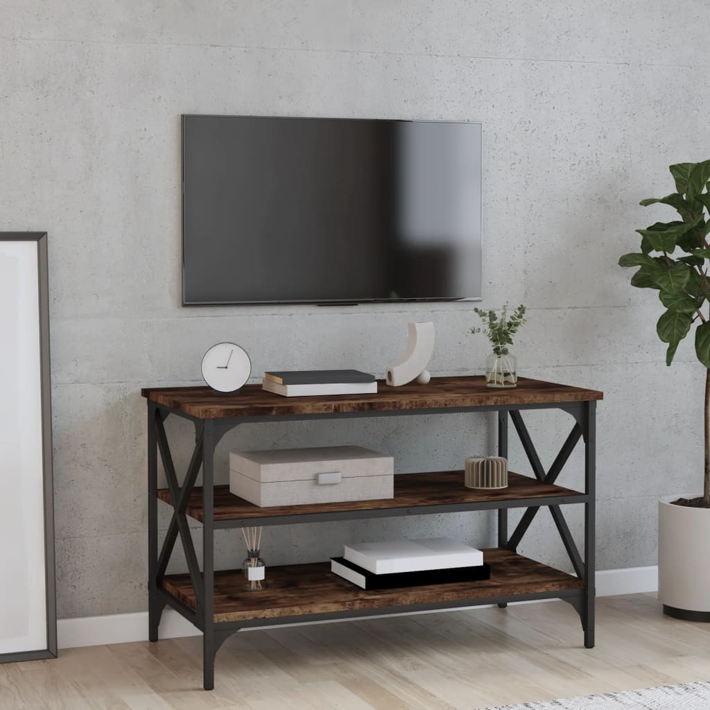 Mobile Porta TV Rovere Fumo 80x40x50 cm in Legno Multistrato - homemem39