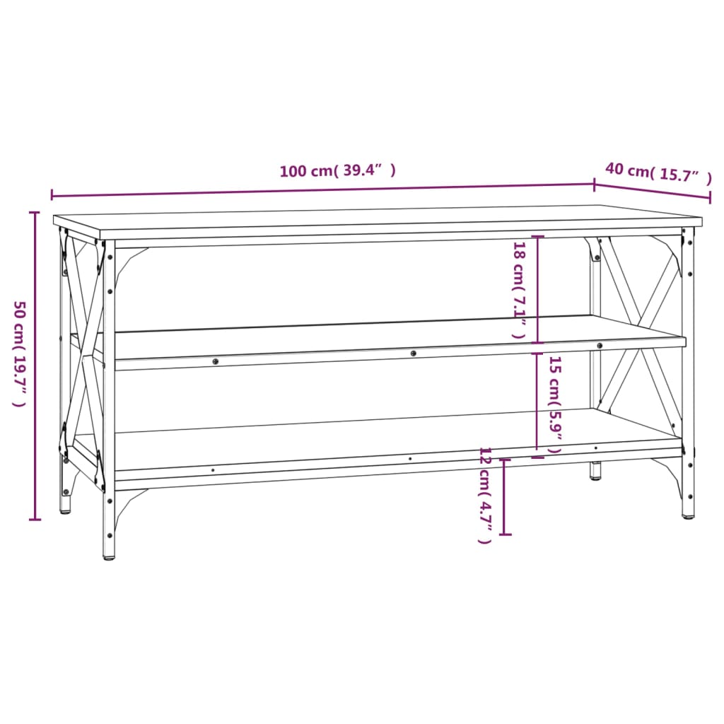 Mobile Porta TV Nero 100x40x50 cm in Legno Multistrato - homemem39