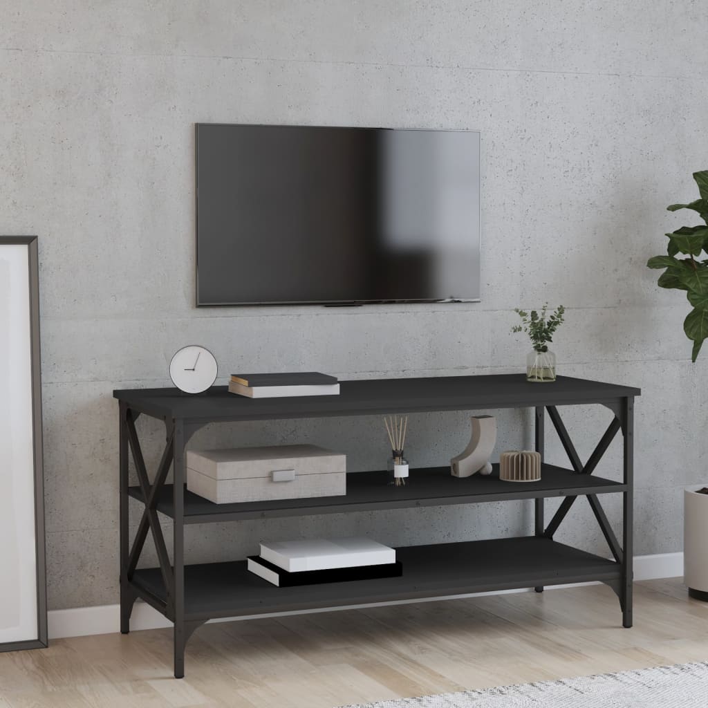 Mobile Porta TV Nero 100x40x50 cm in Legno Multistrato - homemem39