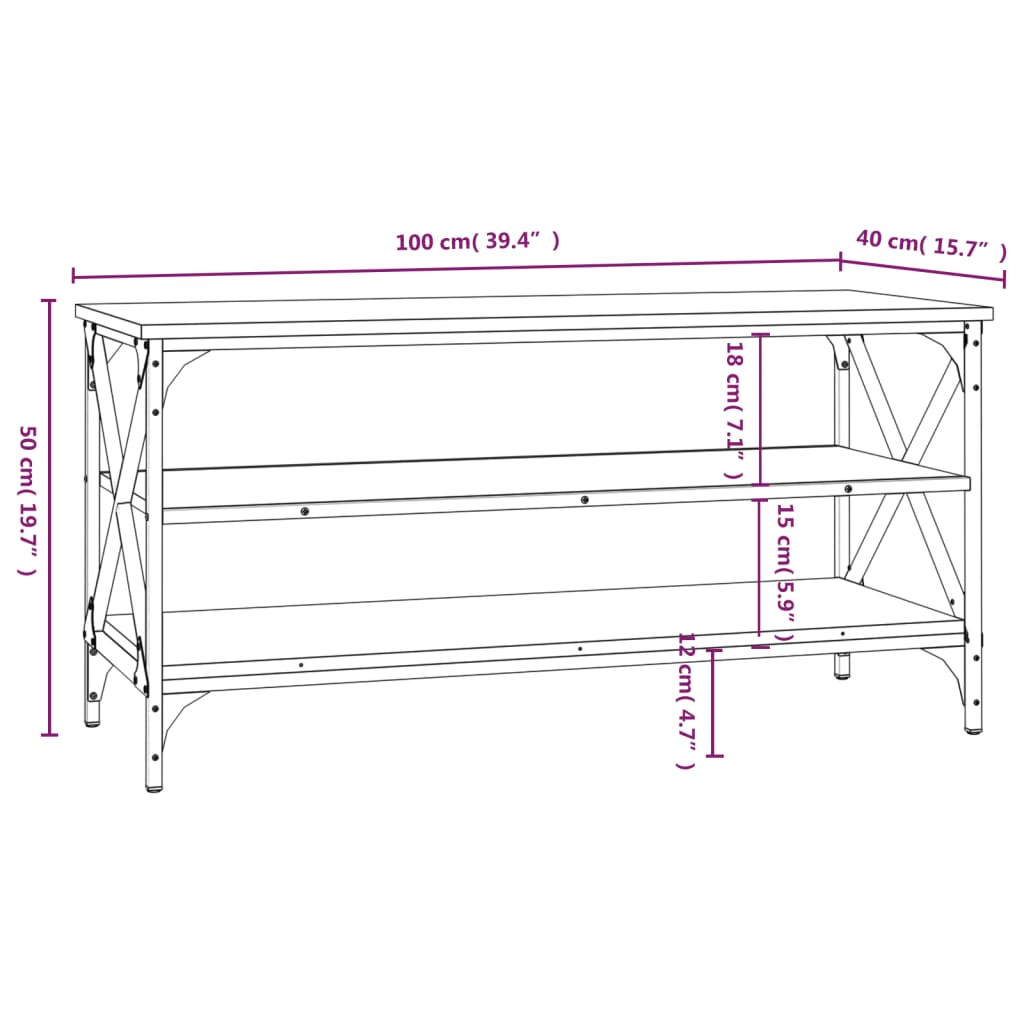 Mobile Porta TV Rovere Sonoma 100x40x50 cm in Legno Multistrato - homemem39