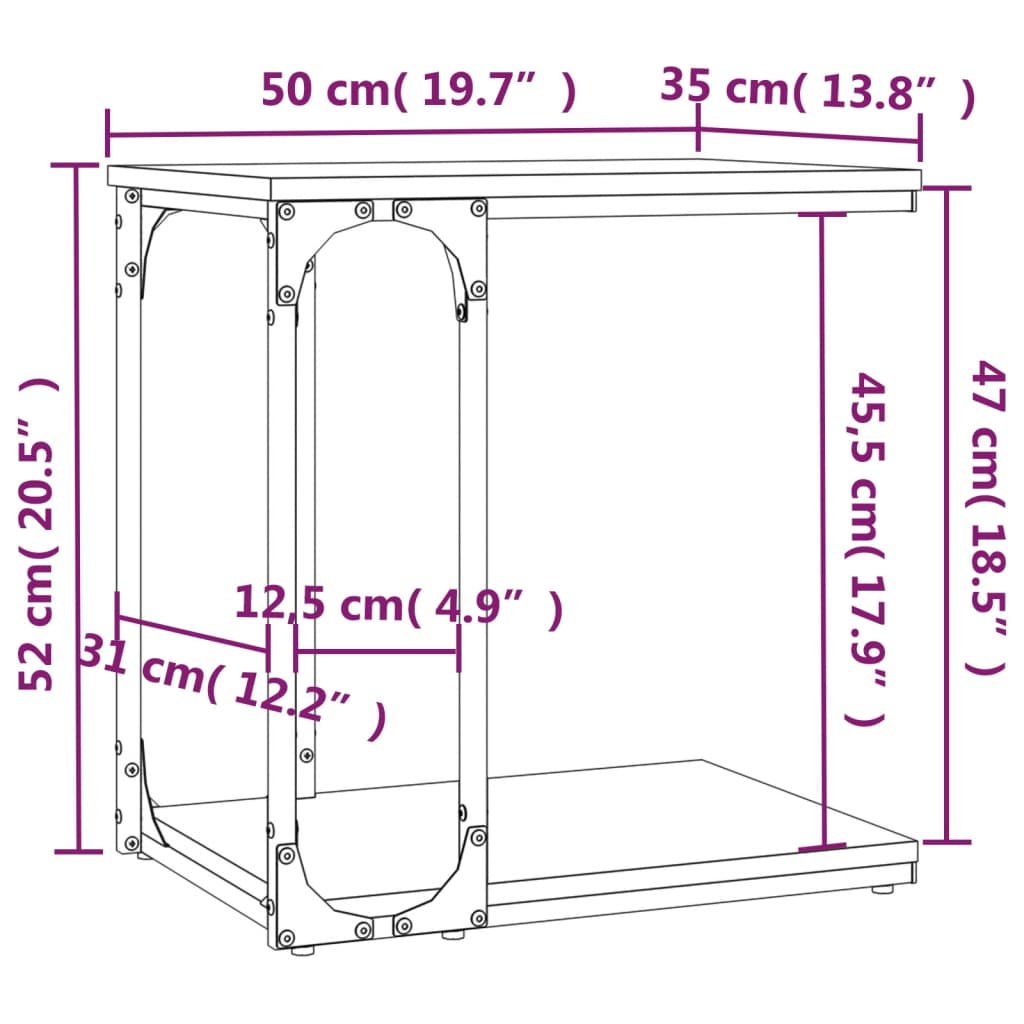 Tavolino Rovere Sonoma 50x35x52 cm in Legno Multistrato - homemem39