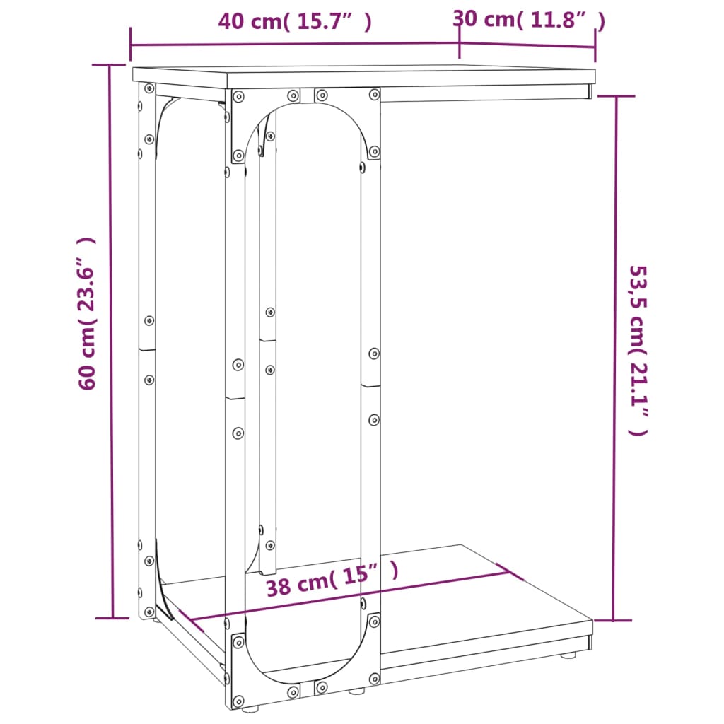 Tavolino Nero 40x30x60 cm in Legno Multistrato - homemem39