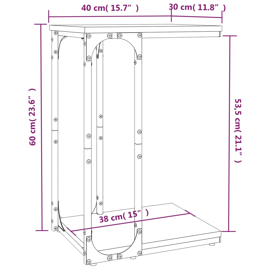 Tavolino Rovere Sonoma 40x30x60 cm in Legno Multistrato - homemem39