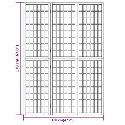 Divisorio Pieghevole 3 Pannelli Stile Giapponese 120x170cm Nero - homemem39