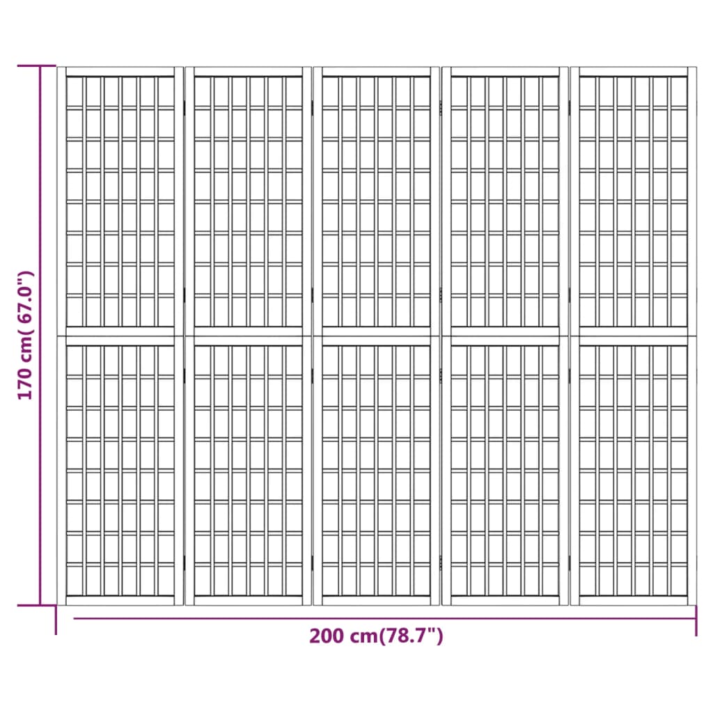 Divisorio Pieghevole 5 Pannelli Stile Giapponese 200x170 cm - homemem39