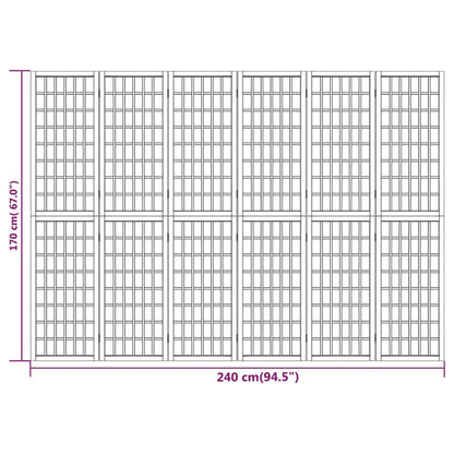 Divisorio Pieghevole 6 Pannelli Stile Giapponese 240x170 Bianco - homemem39