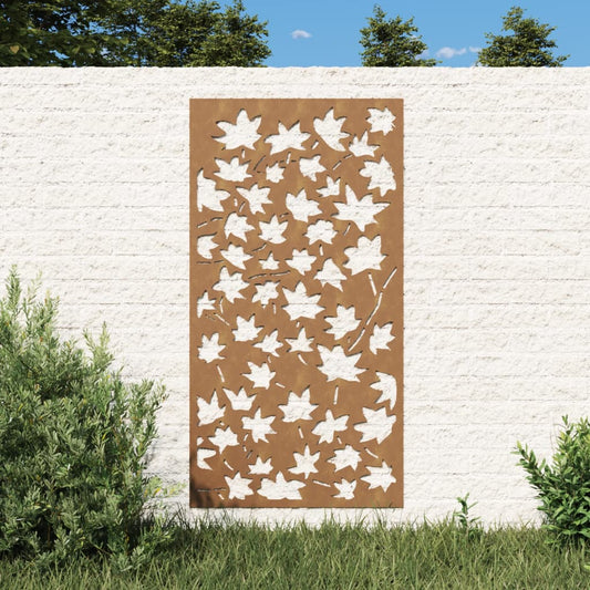 Decorazione Muro Giardino 105x55 cm Foglia Acero Acciaio Corten - homemem39