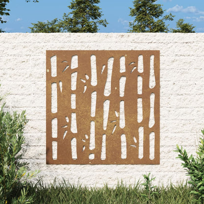 Decorazione Muro da Giardino 55x55 cm Bambù in Acciaio Corten - homemem39