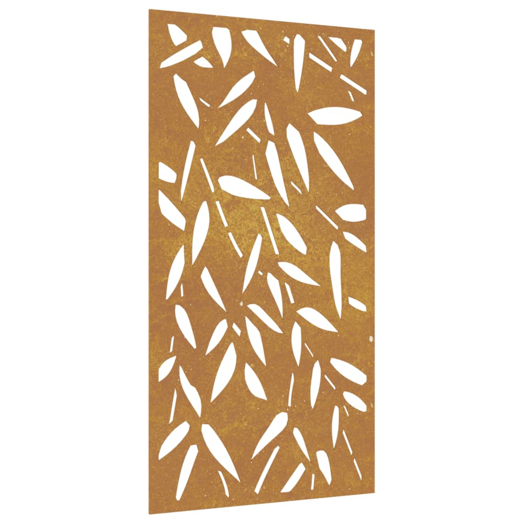 Decorazione Muro Giardino 105x55 cm Foglie Bambù Acciaio Corten - homemem39