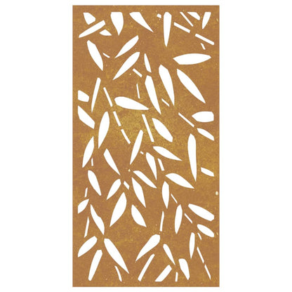 Decorazione Muro Giardino 105x55 cm Foglie Bambù Acciaio Corten - homemem39