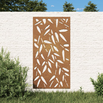 Decorazione Muro Giardino 105x55 cm Foglie Bambù Acciaio Corten - homemem39