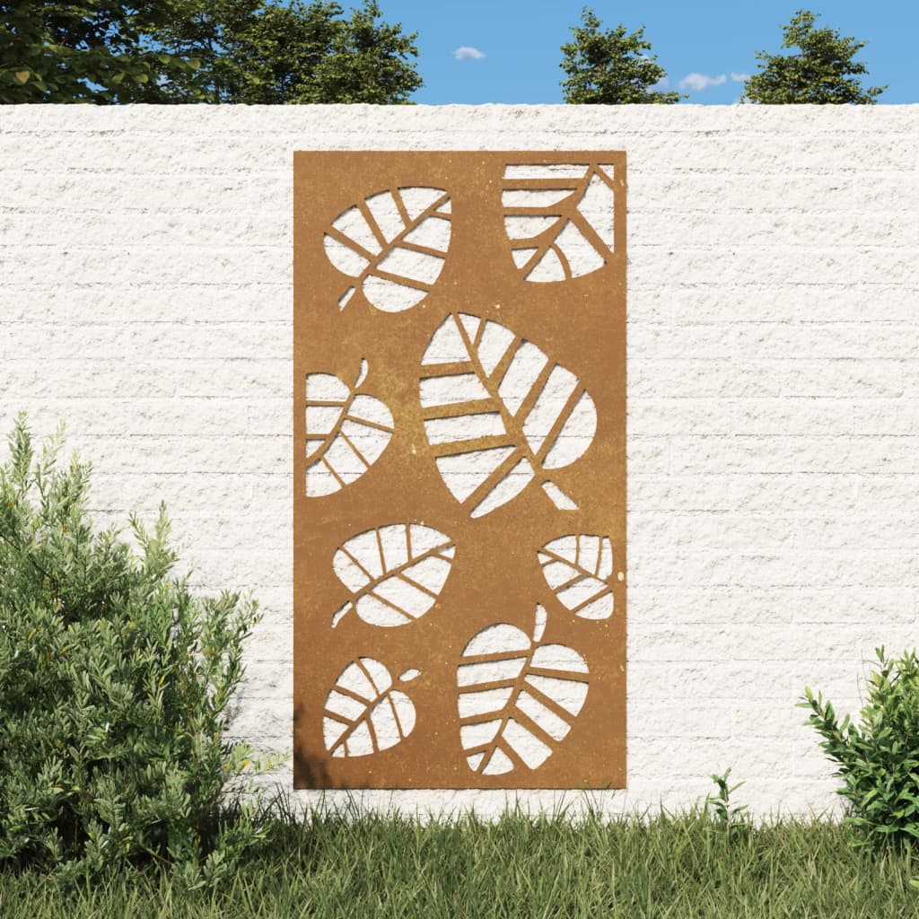 Decorazione Muro da Giardino 105x55 cm Foglia Acciaio Corten - homemem39