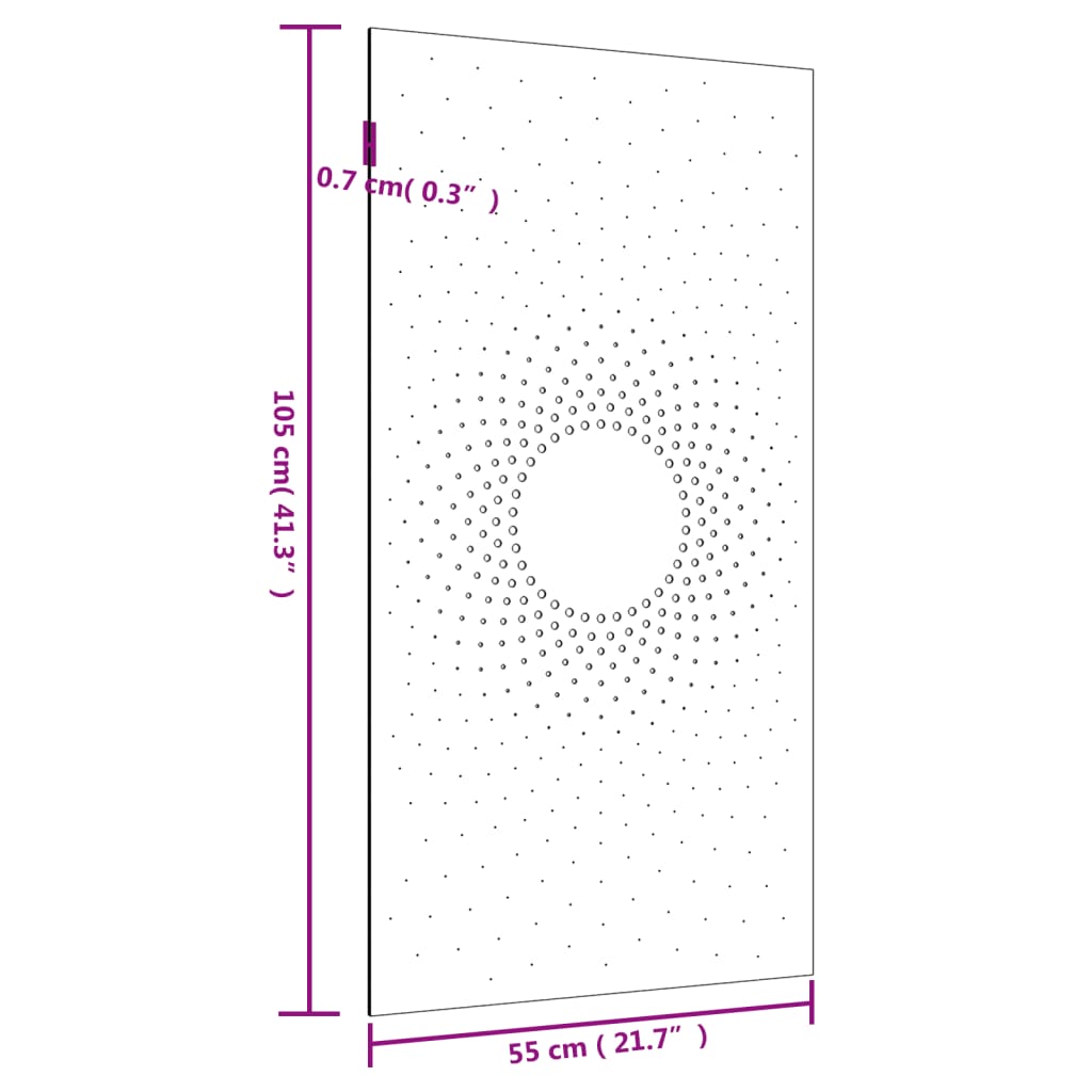 Decorazione Muro da Giardino 105x55 cm Sole in Acciaio Corten - homemem39