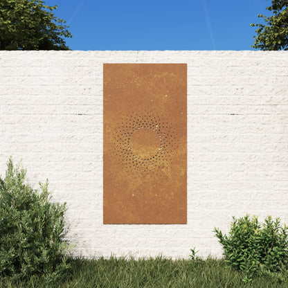 Decorazione Muro da Giardino 105x55 cm Sole in Acciaio Corten - homemem39