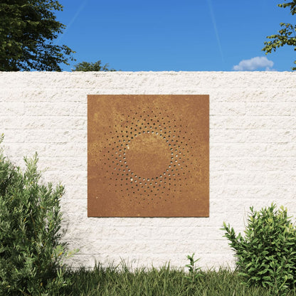 Decorazione Muro da Giardino 55x55 cm Sole in Acciaio Corten - homemem39