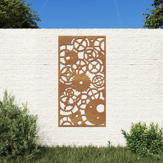 Decorazione Muro Giardino 105x55 cm Ingranaggio Acciaio Corten - homemem39