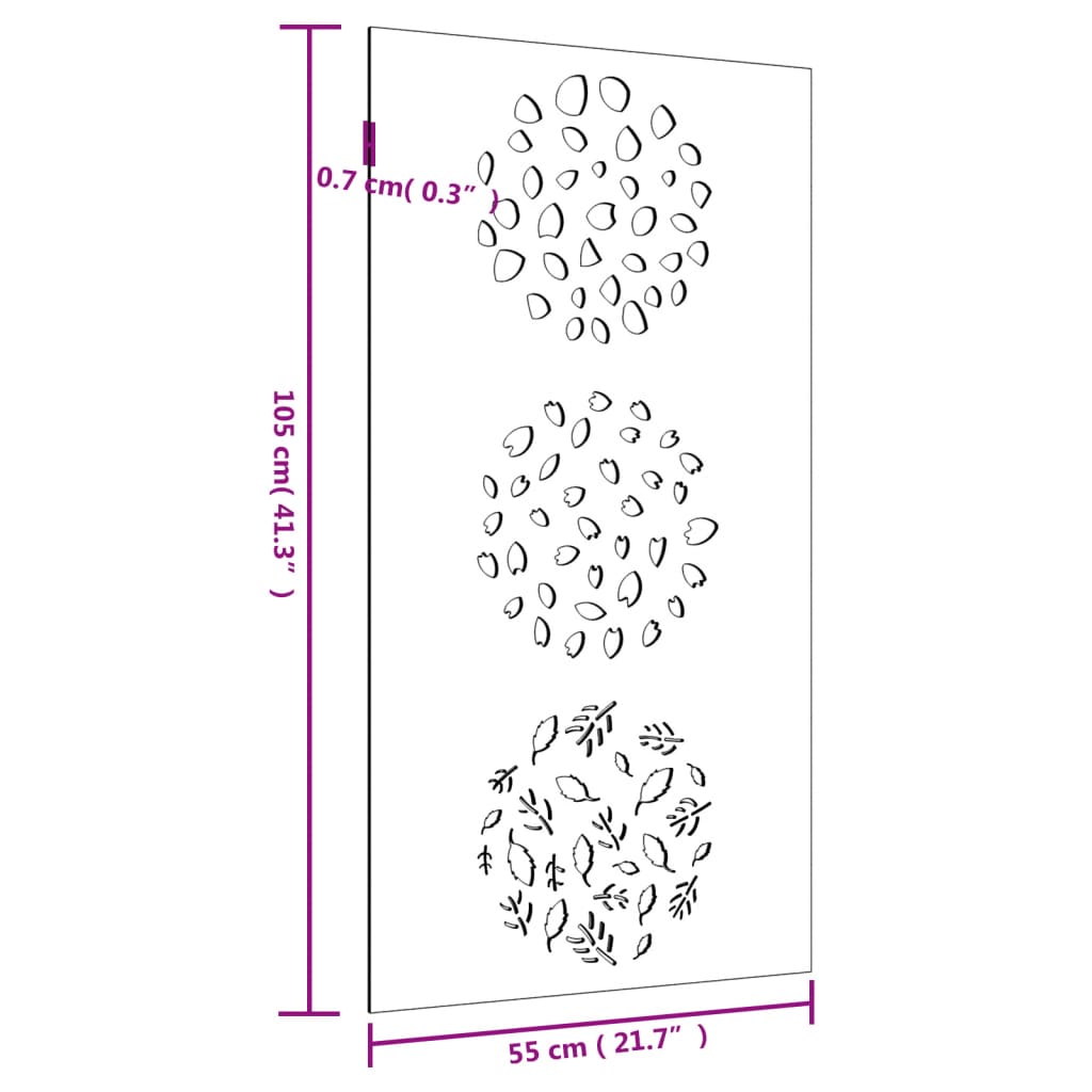 Decorazione Muro da Giardino 105x55 cm Foglia Acciaio Corten - homemem39