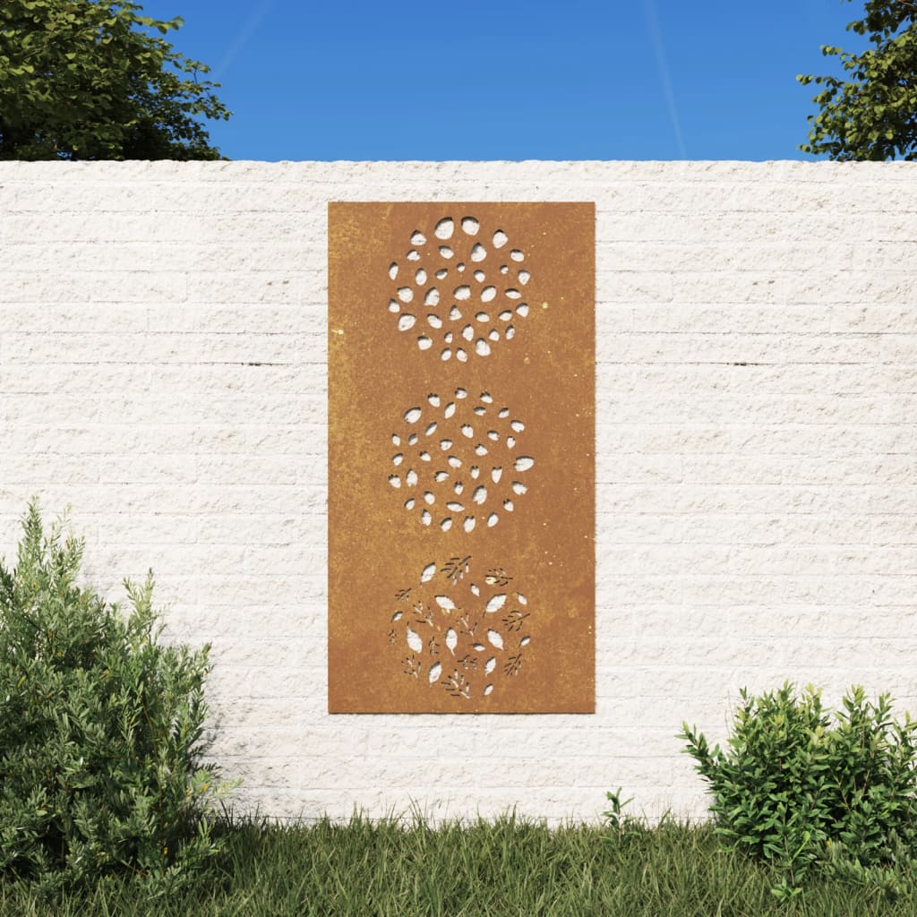 Decorazione Muro da Giardino 105x55 cm Foglia Acciaio Corten - homemem39