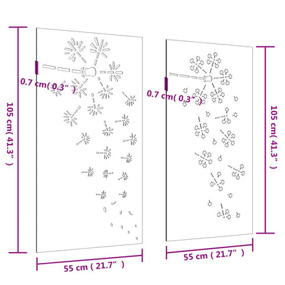 Decorazioni Muro da Giardino 2pz 105x55 cm Fiore Acciaio Corten - homemem39