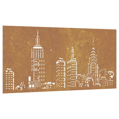 Decorazione Muro da Giardino 105x55cm Skyline in Acciaio Corten - homemem39