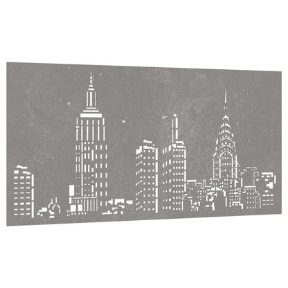 Decorazione Muro da Giardino 105x55cm Skyline in Acciaio Corten - homemem39