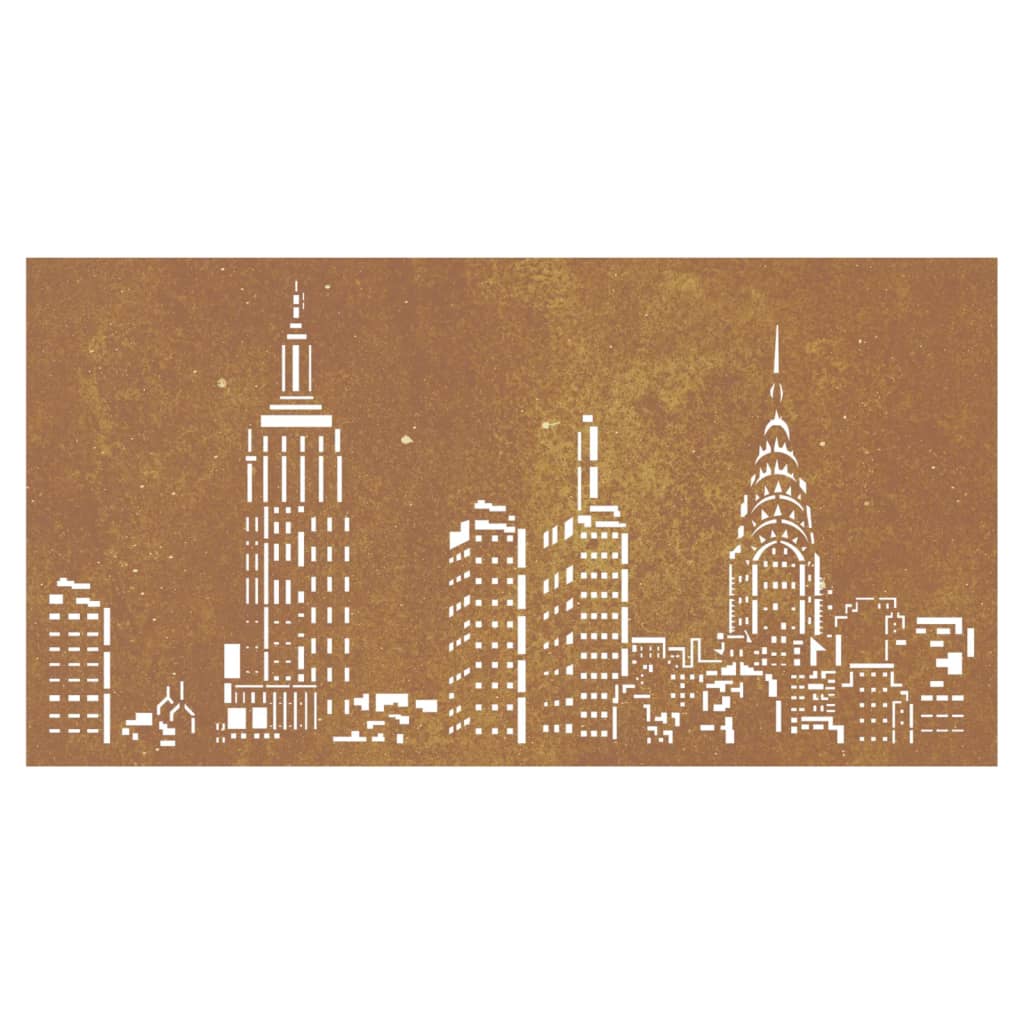 Decorazione Muro da Giardino 105x55cm Skyline in Acciaio Corten - homemem39