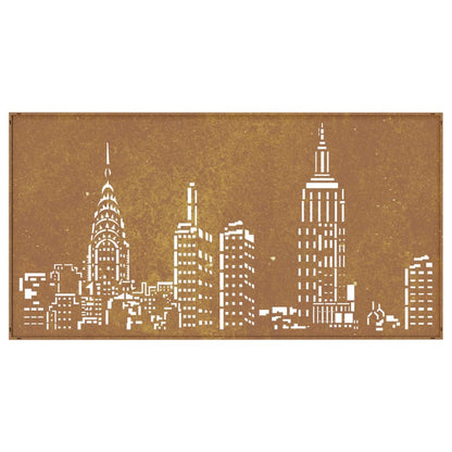 Decorazione Muro da Giardino 105x55cm Skyline in Acciaio Corten - homemem39