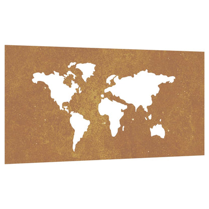 Decorazione Muro Giardino 105x55 cm Mappa Mondo Acciaio Corten - homemem39