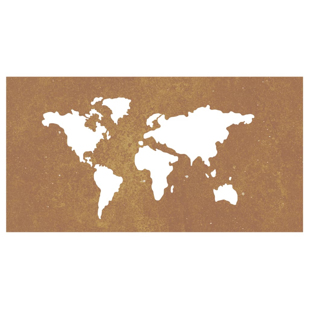 Decorazione Muro Giardino 105x55 cm Mappa Mondo Acciaio Corten - homemem39